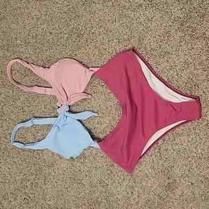 Multi-color One-piece Cut-out Bathing Suit
